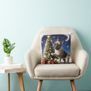 Französische Bulldogge Weihnachtsbaum Cushion