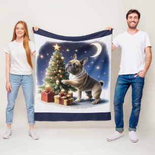 Französische Bulldogge Weihnachtsbaum Fleece Blanket