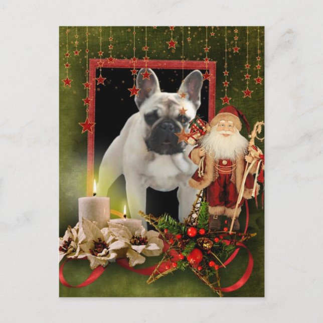 Französische Bulldogge Weihnachtskarte Postcard (Front)