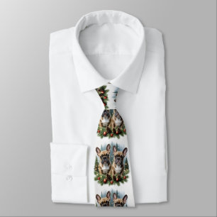 Französische Bulldogge Weihnachtskranz Tie