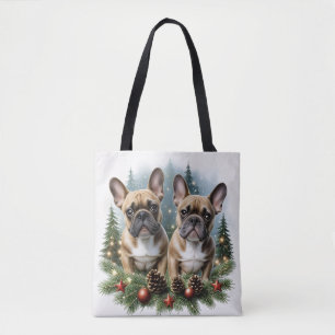 Französische Bulldogge Weihnachtskranz Tote Bag