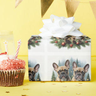 Französische Bulldogge Weihnachtskranz Wrapping Paper