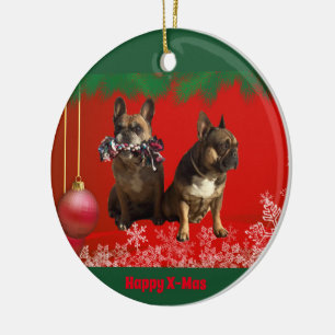 französische Bulldogge Weihnachtsschmuck Ceramic Tree Decoration