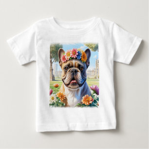 französische Bulldogge Weinetikett Muttertag Baby T-Shirt