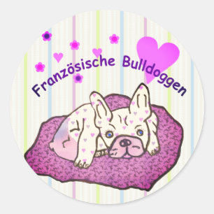 Französische Bulldoggen Classic Round Sticker