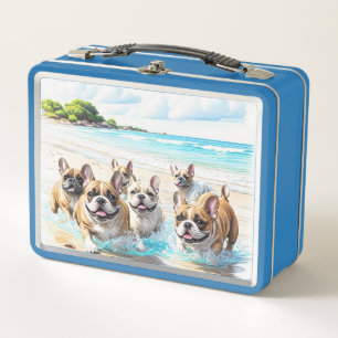 Französische Bulldoggen French Bulldog Rudel Sea Metal Lunch Box