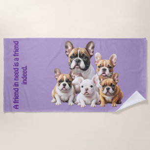 Französische Bulldoggen Freundschaft Beach Towel