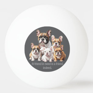 Französische Bulldoggen Freundschaft Ping Pong Ball