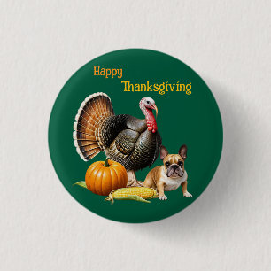  französische Bulldoggen Happy Thanksgiving 3 Cm Round Badge
