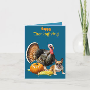 französische Bulldoggen Happy Thanksgiving Holiday Card