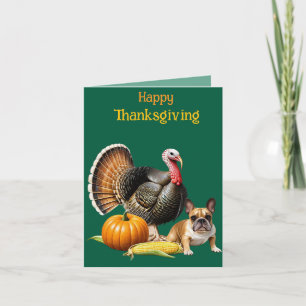 französische Bulldoggen Happy Thanksgiving Holiday Card
