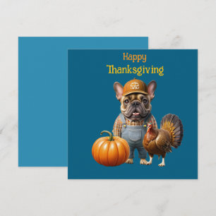 französische Bulldoggen Happy Thanksgiving Holiday Card