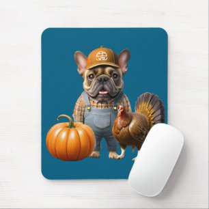 französische Bulldoggen Happy Thanksgiving Mouse Mat