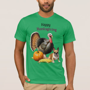 französische Bulldoggen Happy Thanksgiving T-Shirt
