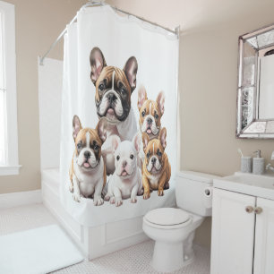 Französische Bulldoggen Hunderudel Shower Curtain