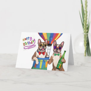französische Bulldoggen im Heißluftballon Invitation