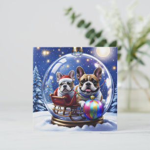 Französische Bulldoggen in Weihnachtskugel Invitation