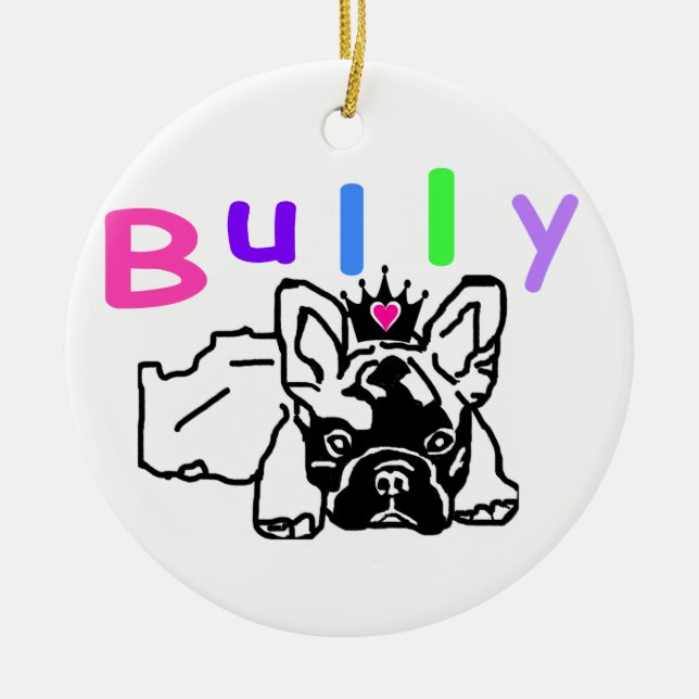 Französische Bulldoggen Keramik Ornament (Front)
