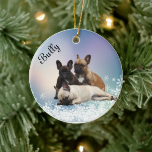 Französische Bulldoggen Keramik Ornament