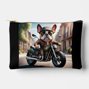 Französische Bulldoggen mit Motorrad  Accessory Pouch