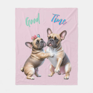 Französische Bulldoggen sehr verliebt Fleece Blanket