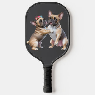 Französische Bulldoggen sehr verliebt Pickleball Paddle