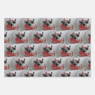 Französische Bulldoggen Weihnachten Geschenkpapier Wrapping Paper Sheet