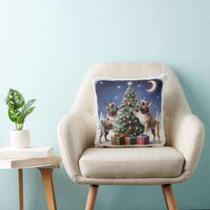 Französische Bulldoggen Weihnachtsbaum Cushion
