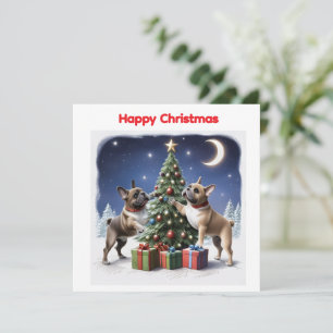 Französische Bulldoggen Weihnachtsbaum Invitation
