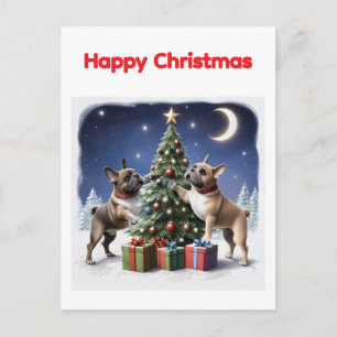 Französische Bulldoggen Weihnachtsbaum Postcard