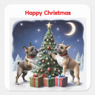 Französische Bulldoggen Weihnachtsbaum Square Sticker