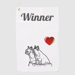 französische Bulldoggen zwei Freunde  Golf Towel