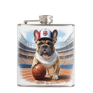Französischen Bulldoggen Basketball Hip Flask