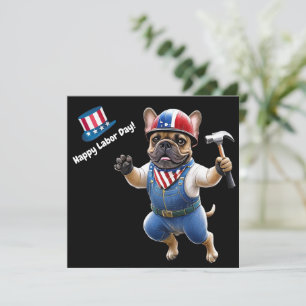 Französischen Bulldoggen Happy Labor Day Holiday Card