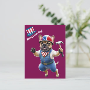 Französischen Bulldoggen Happy Labor Day  Postcard
