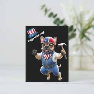 Französischen Bulldoggen Happy Labor Day Postcard