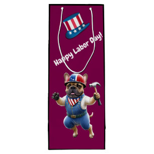 Französischen Bulldoggen Happy Labor Day Wine Gift Bag