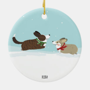 Frapping in the Snow Ceramic Tree Decoration