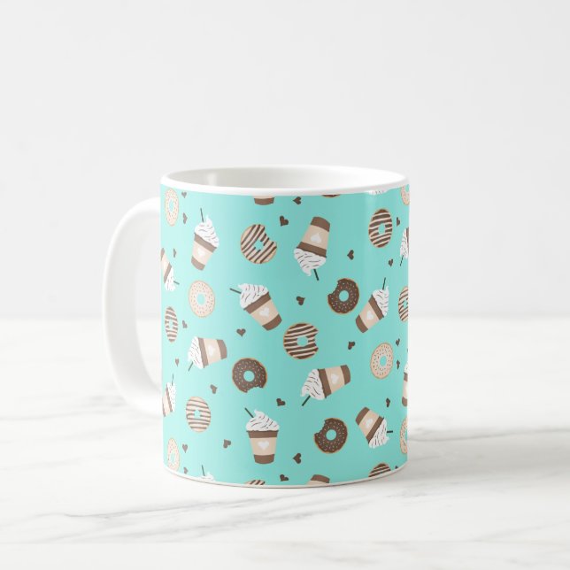 Frappuccino Coffee Sprinkled Doughnut Pattern Coffee Mug (Front Left)
