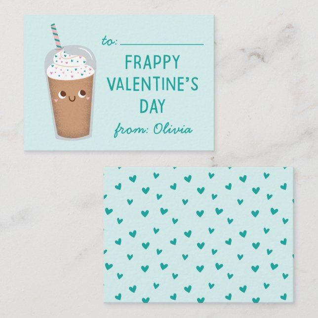 Frappy Valentine's Day - Mint   Note Card (Front/Back)