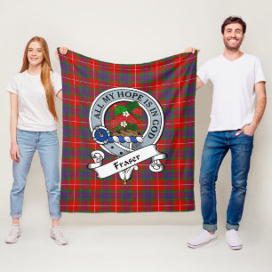 Fraser Clan Badge Clan Badge Tartan Plaid Fleece Blanket