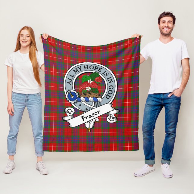 Fraser Clan Badge Clan Badge Tartan Plaid Fleece Blanket (In Situ)