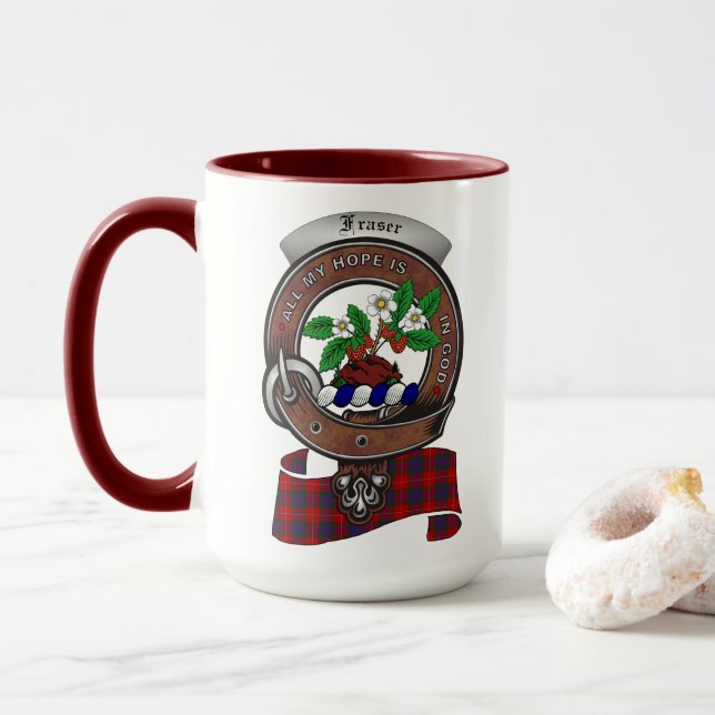 Fraser Clan Badge Combo 15oz Mug (With Donut)