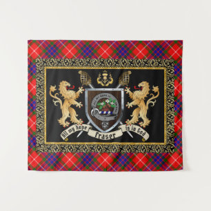 Fraser Clan Badge & Motto w/Lions  Tapestry