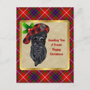 Fraser Clan Badge & Tartan Christmas Postcard
