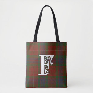 Fraser Clan Tartan Monogram Tote Bag