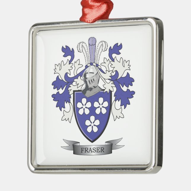 Fraser Family Crest Coat of Arms Metal Tree Decoration (Left)