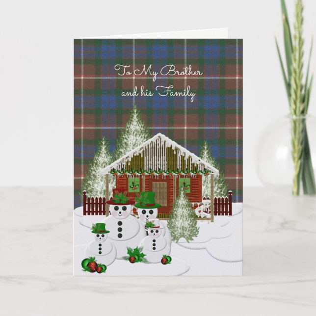 Fraser Hunting Ancient Tartan Brother Christmas Holiday Card (Front)