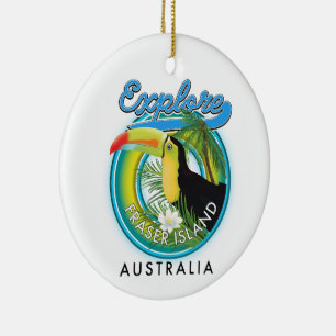 Fraser Island Australia exploration logo Ceramic Tree Decoration