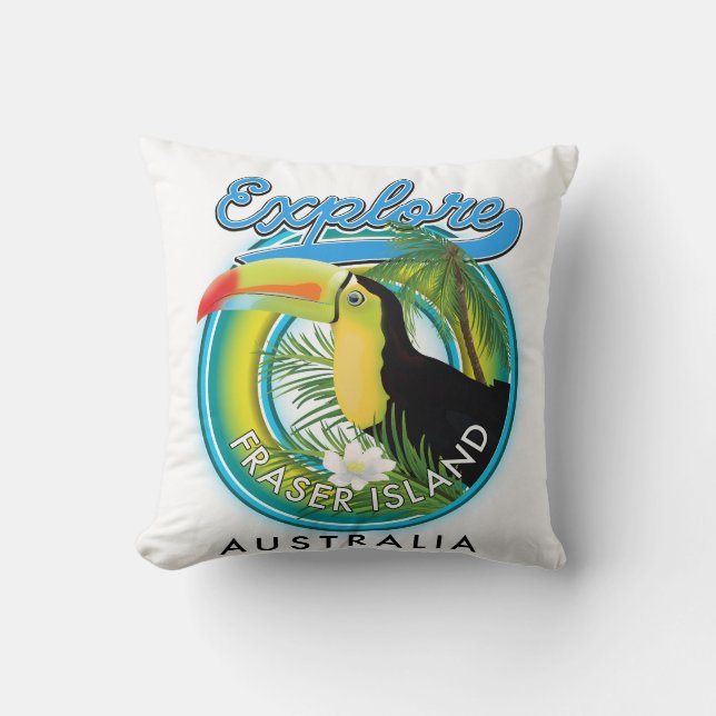 Fraser Island Australia exploration logo Cushion (Front)